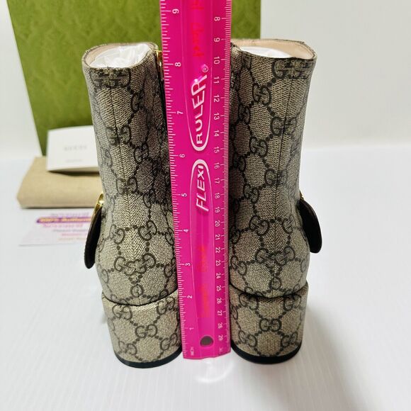 Gucci Blondie Interlocking GG Supreme US 6.5 Bootie Brown Canvas Boots NIB - Picture 7 of 12